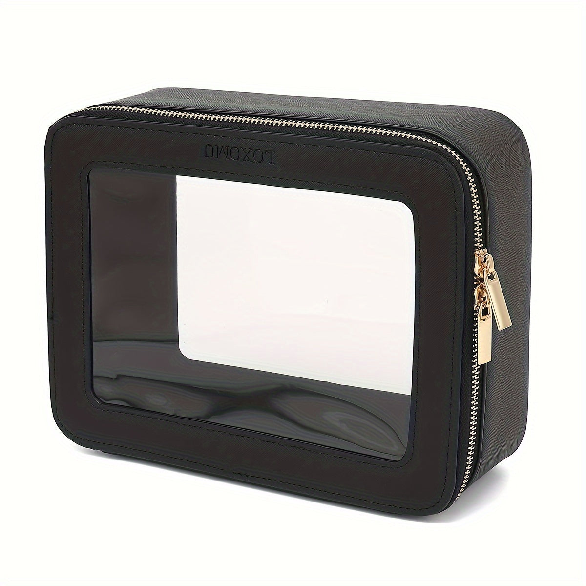 Clear Travel Makeup Bag – Transparent Cosmetic Organizer (Black)