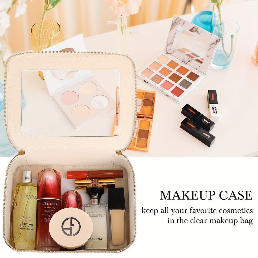 Clear Travel Makeup Bag – Transparent Cosmetic Organizer (Black)