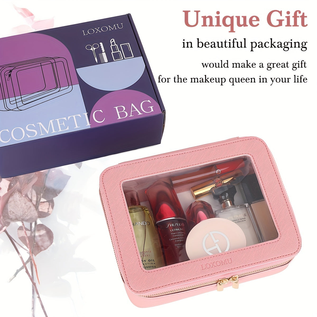 Clear Travel Makeup Bag – Transparent Cosmetic Organizer (Black)