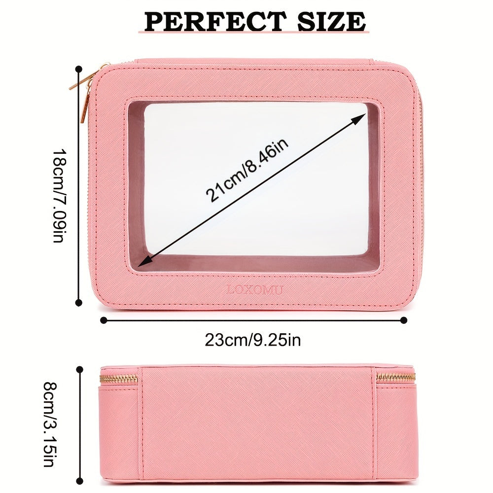 Clear Travel Makeup Bag – Transparent Cosmetic Organizer (Black)